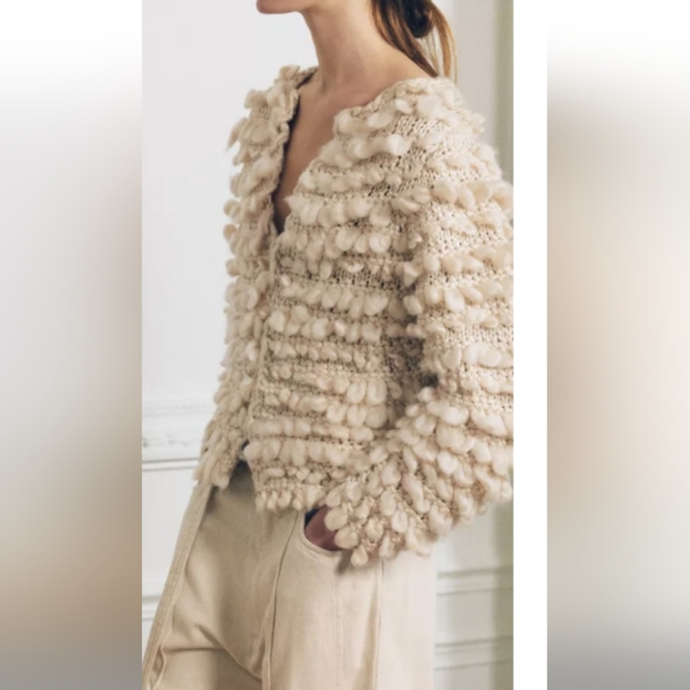 Zara Structured Knit Wool Blend Jacket SZ-L